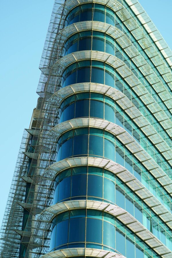 Curved glass architectural building