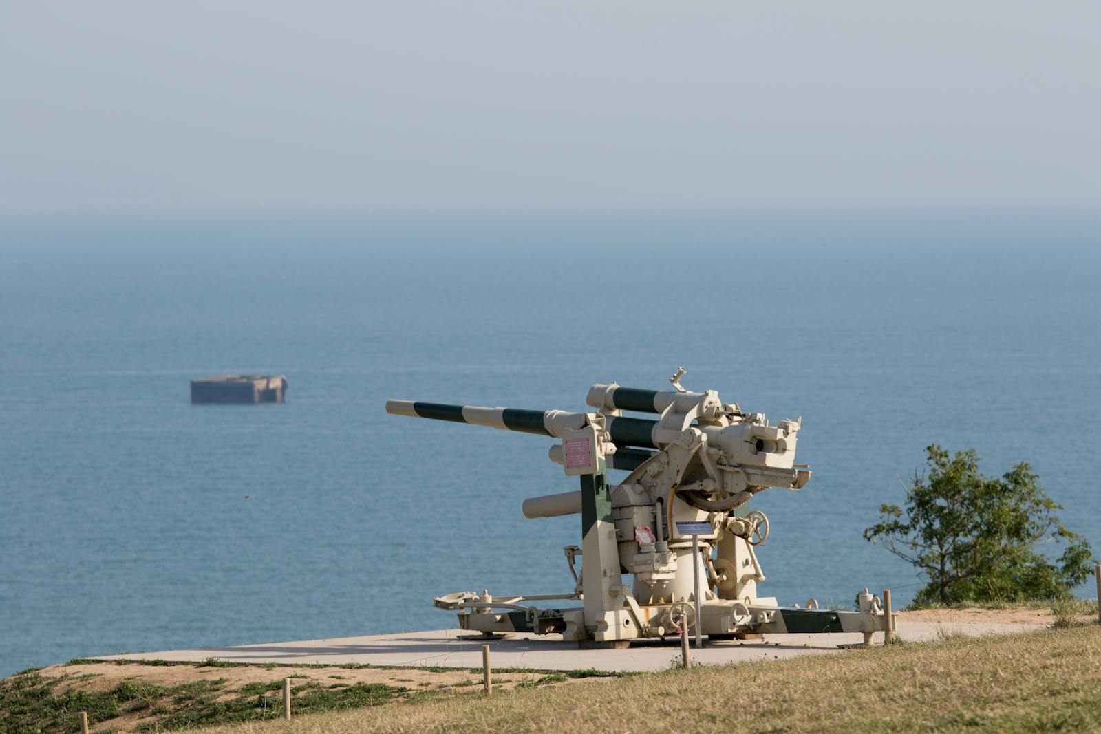 A historic cannon overlooking the sea at Arromanches-les-Bains in Normandy