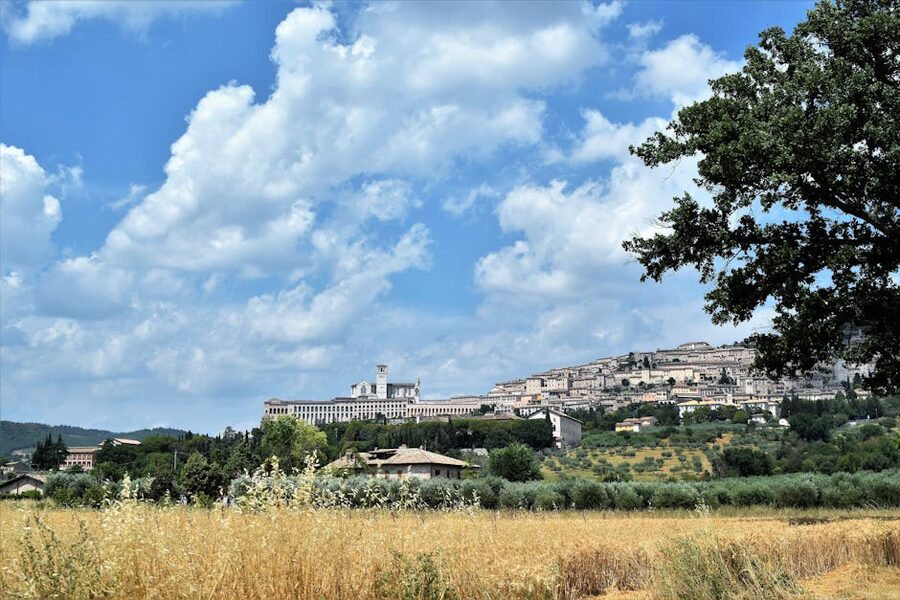 Assisi Italy with Basilica landscape