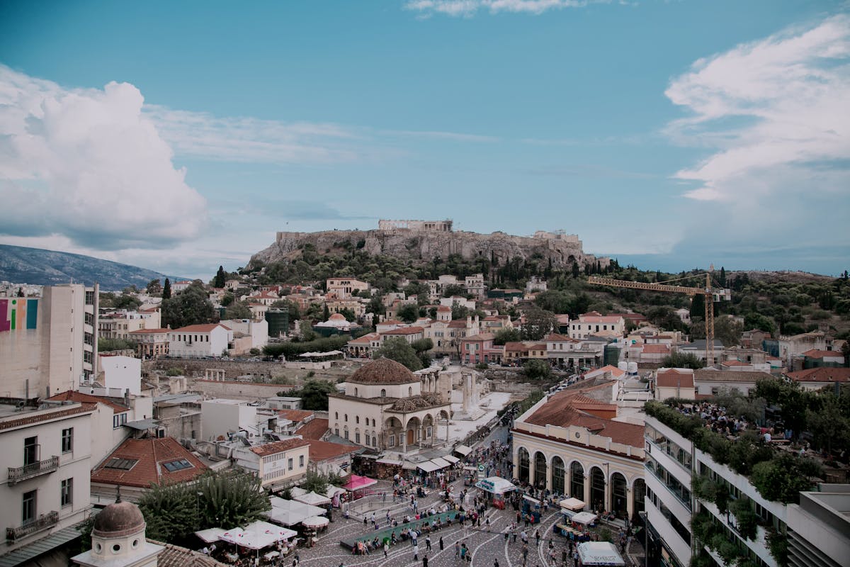 Panoramic aerial view of Athens with the Acropolis prominently visible