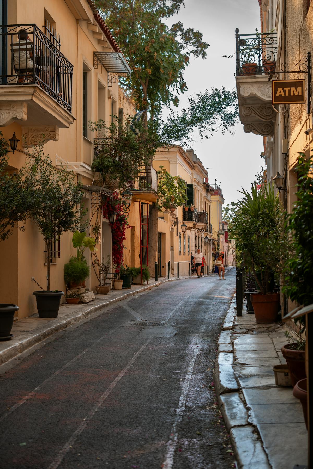 Street in Athens' Plaka neighbourhood with classic Greek architecture