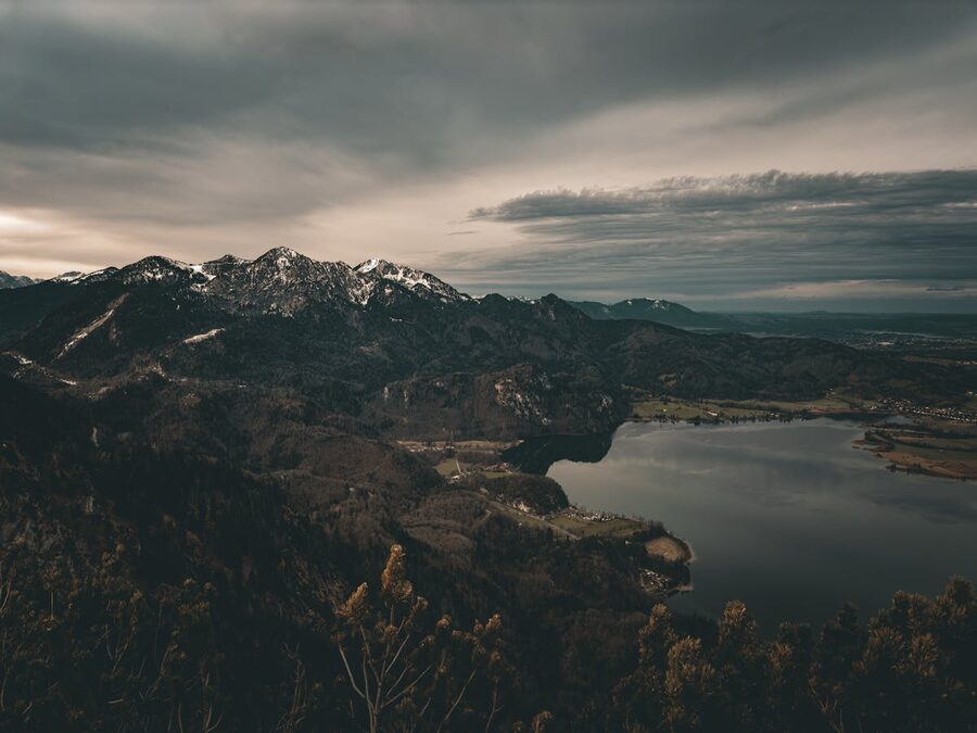 Church with mountain backdrop in Bavarian Alps