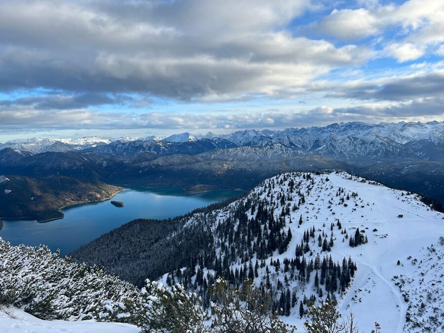 Sunset over the Bavarian Alps mountains