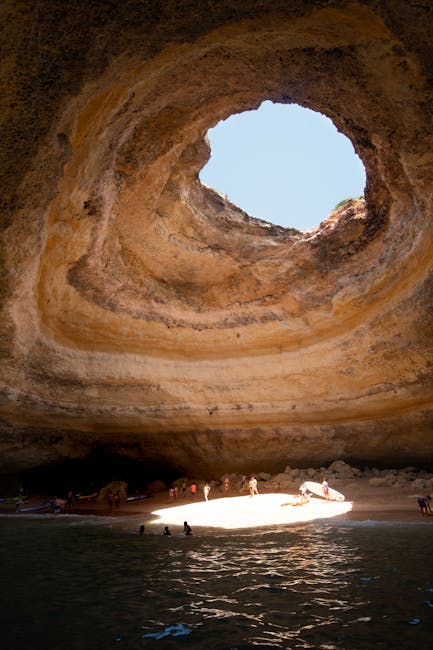 View from a boat inside a Benagil area sea cave
