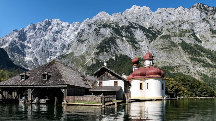 Dramatic mountain peaks with clouds in Berchtesgaden