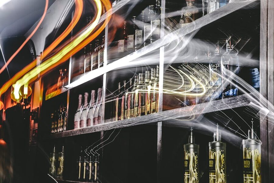 Artistic long exposure of bar shelves in Berlin