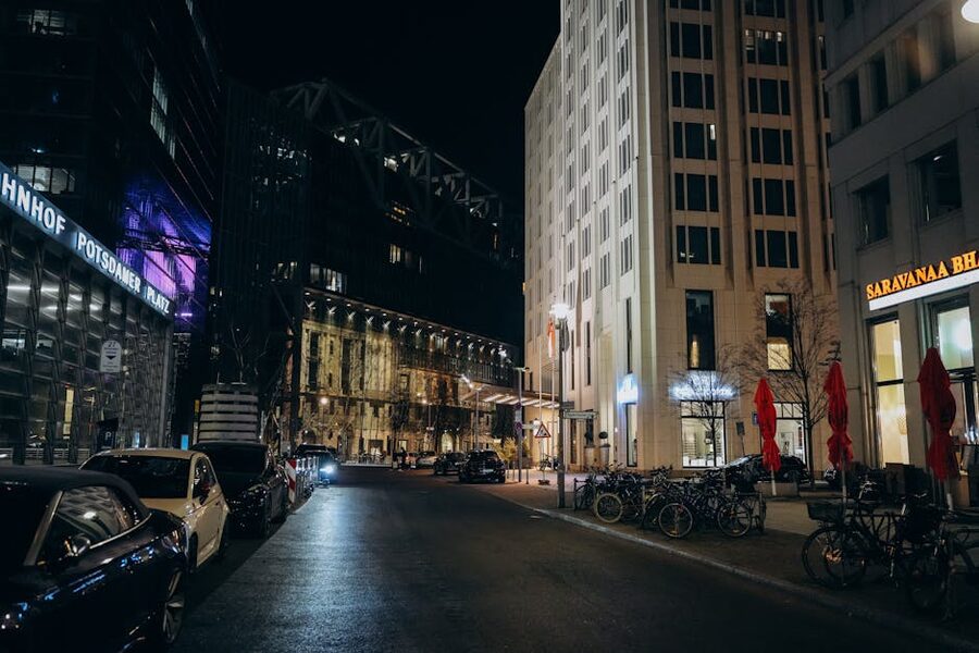 Potsdamer Platz at night in Berlin