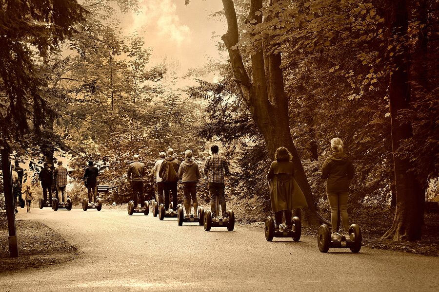 Segway transport with rolling wheels