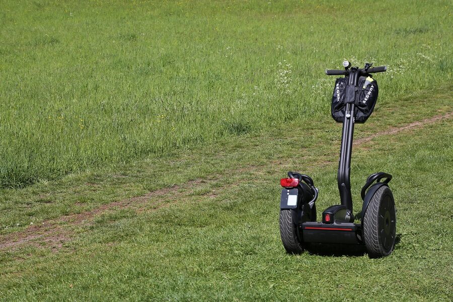 Segway electric vehicle in garden