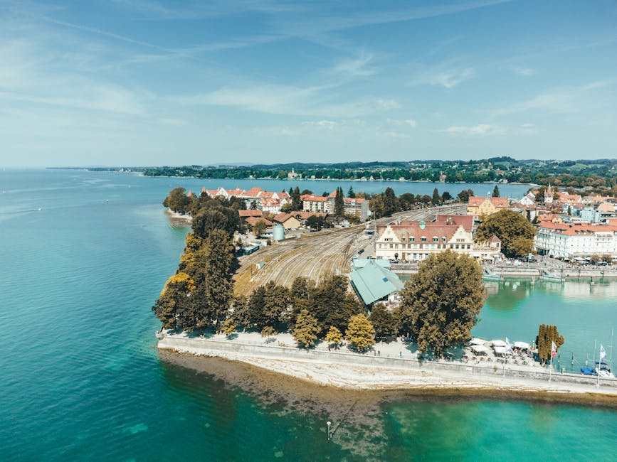 Aerial view of Lindau Island Lake Constance
