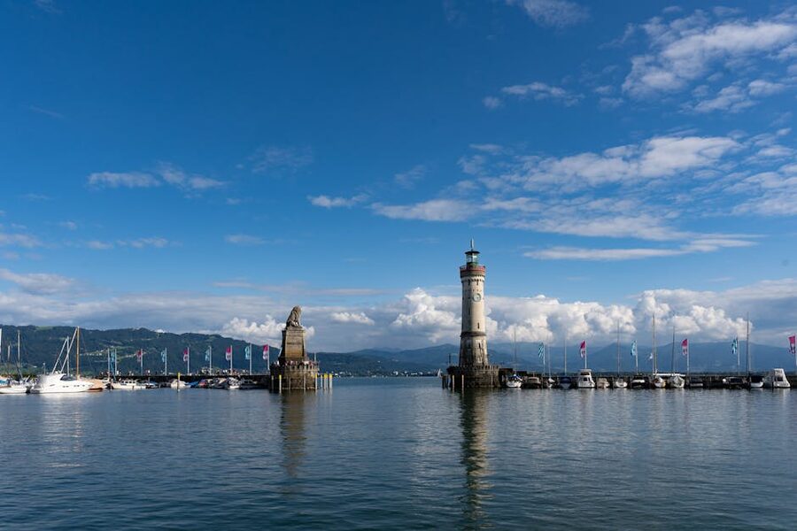 Lindau harbor with iconic lighthouse
