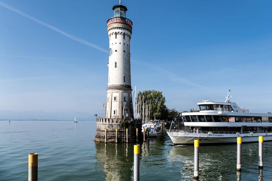 Lindau lighthouse ship Lake Constance