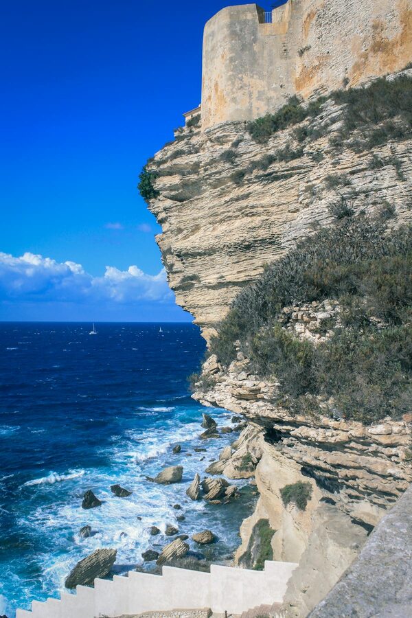 Bonifacio Corsica white limestone cliffs over the sea