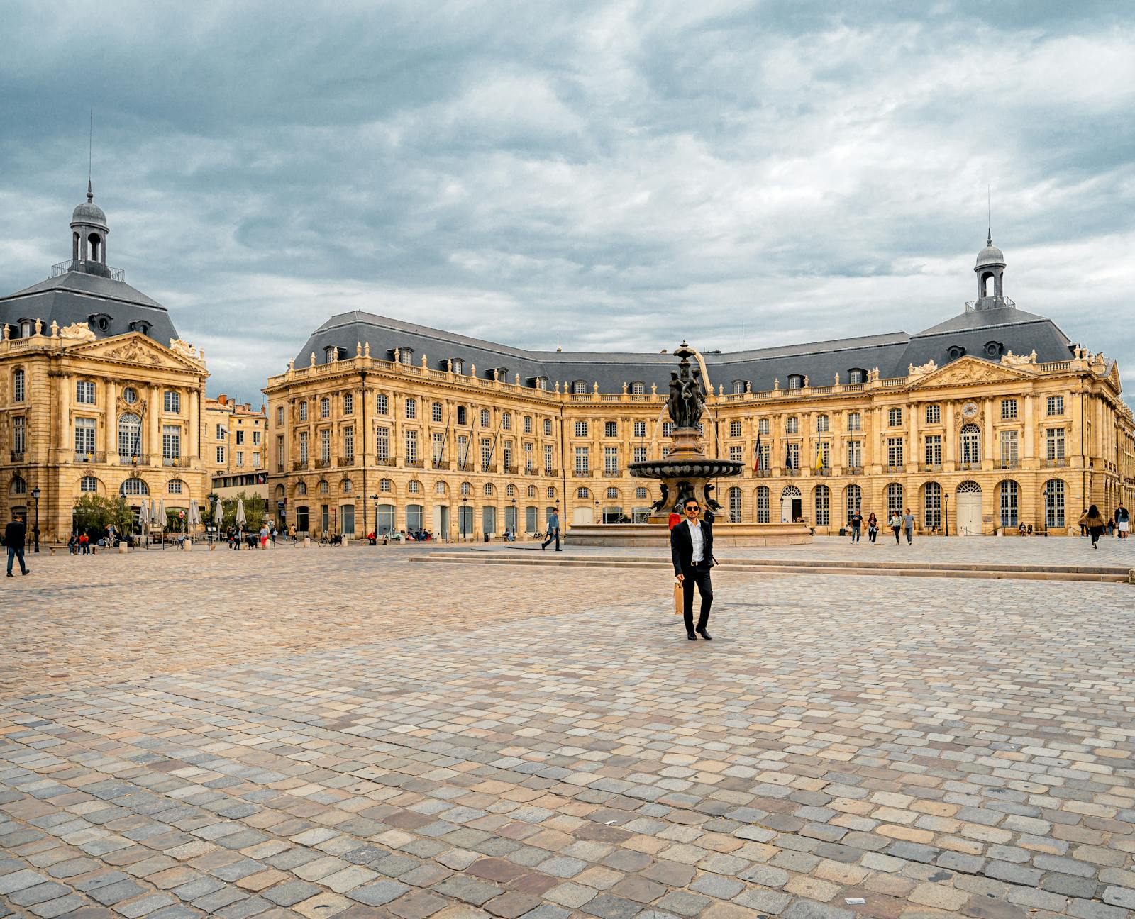 Place de la Bourse in Bordeaux France with its iconic fountain and architecture