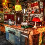 Eclectic interior of a Budapest ruin bar in the Jewish Quarter