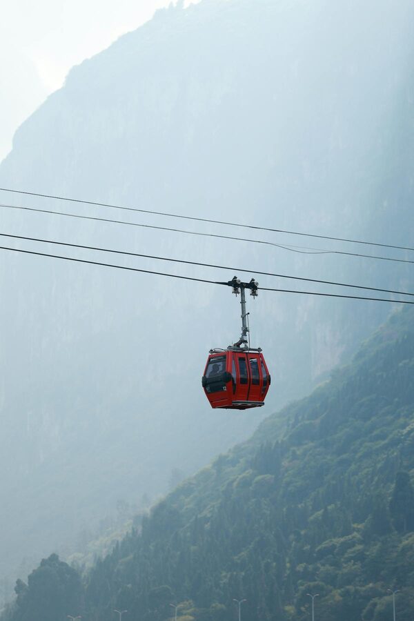 Cable car with stunning mountain view