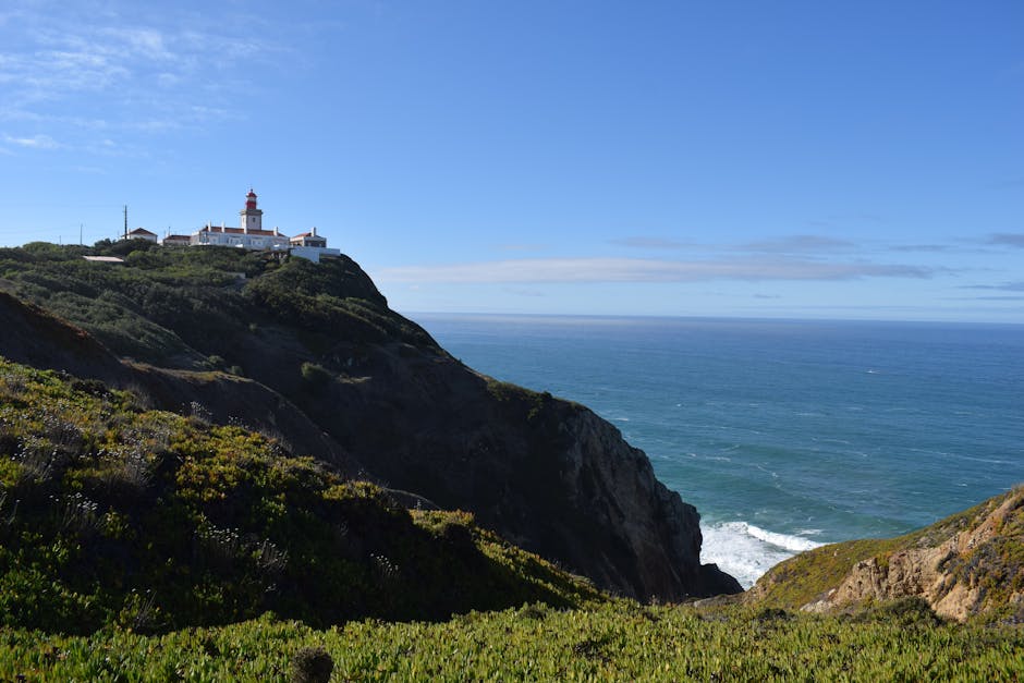 Atlantic Ocean coastline near Cabo da Roca with rugged cliffs