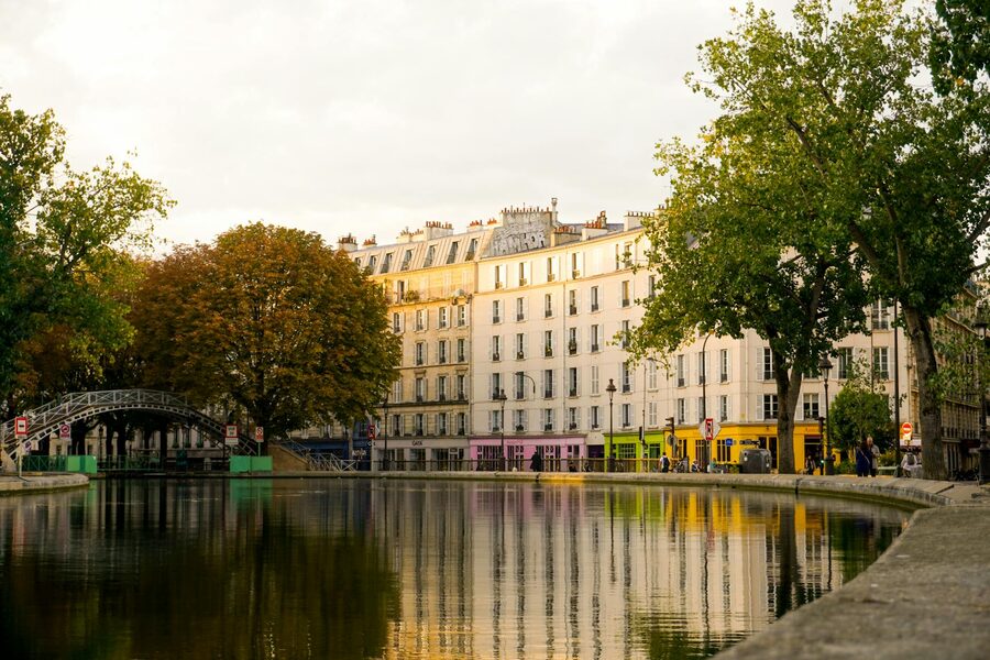 Canal Saint-Martin with footbridge in Paris