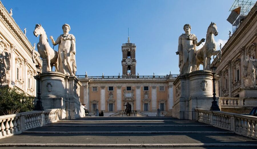 Capitoline Hill statues in summer sun