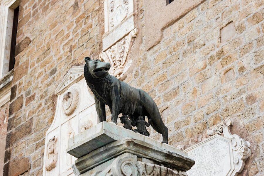 Capitoline Wolf sculpture close-up detail