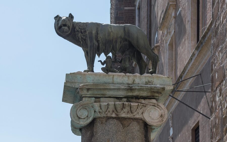 Capitoline Wolf statue at Capitoline Square Rome