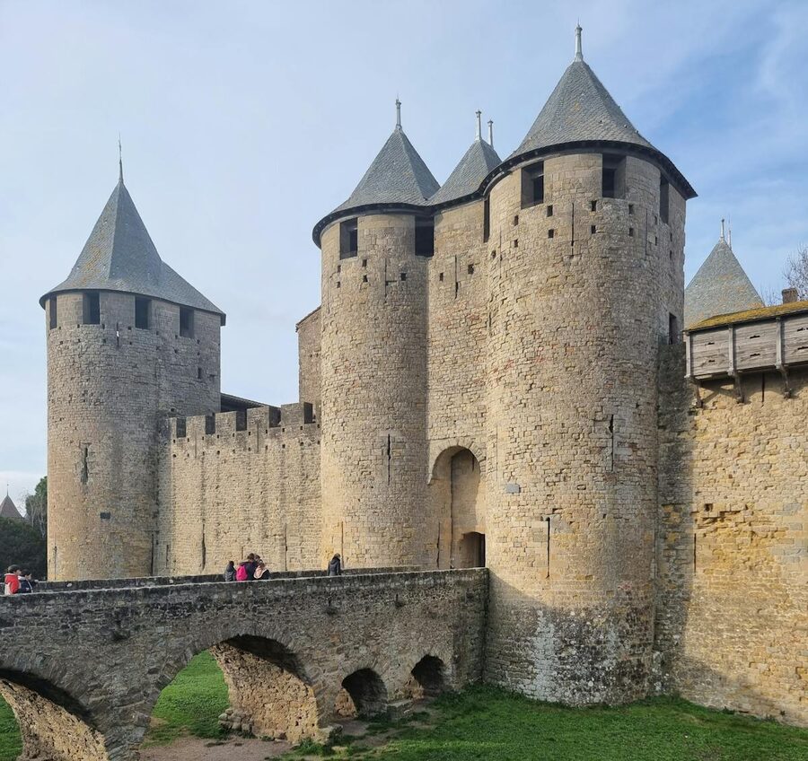 Carcassonne rampart stone walls closeup
