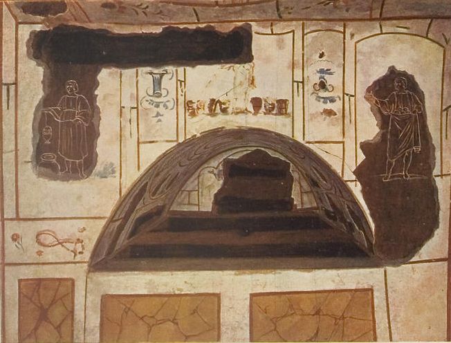 Arcosolium burial niche in Catacombe di Domitilla Rome