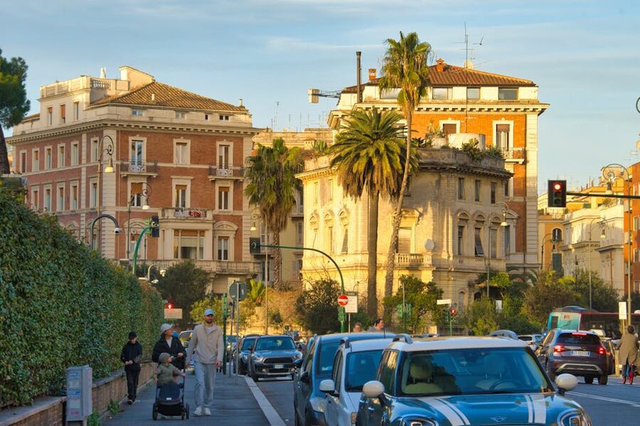 Central Rome street with historic architecture
