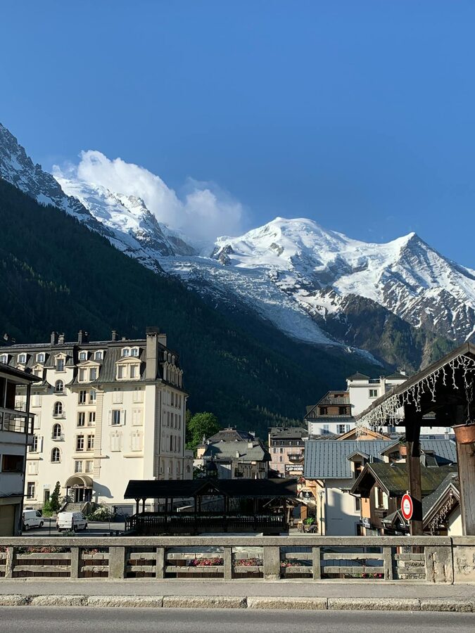 Chamonix village with mountain scenery