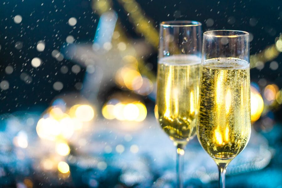 Champagne flute with bubbles