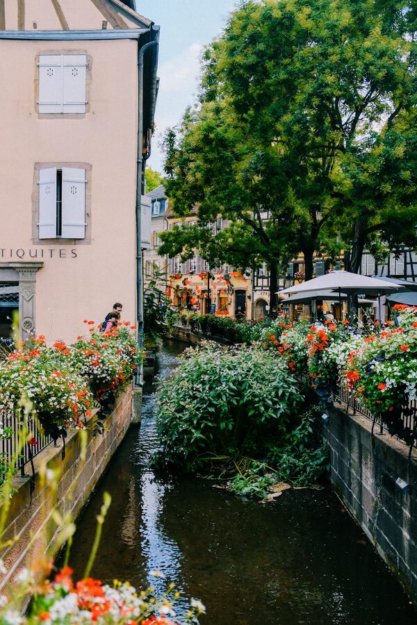 Little Venice area in Colmar with flowers