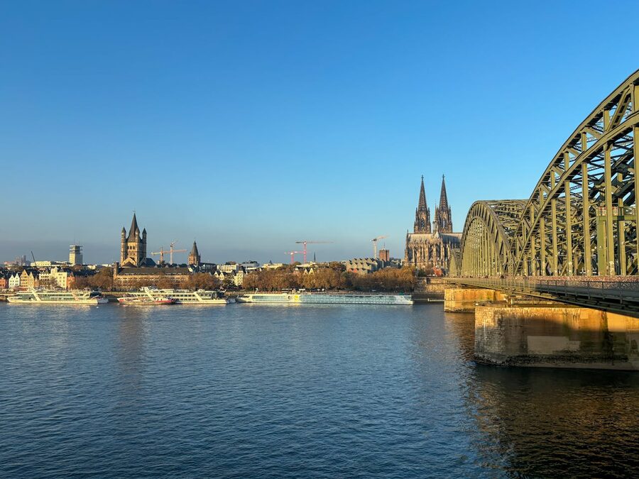 Cologne Cathedral and bridge over the Rhine scenic view
