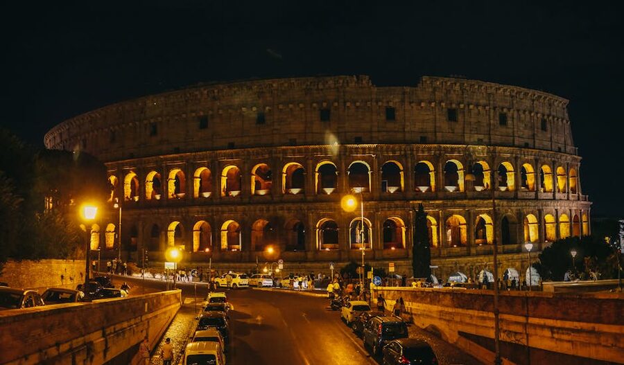 Colosseum in Rome lit at night