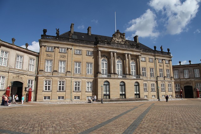Amalienborg Palace and its grand square in Copenhagen Denmark