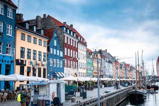 Vibrant buildings and boats along the Nyhavn waterfront in Copenhagen
