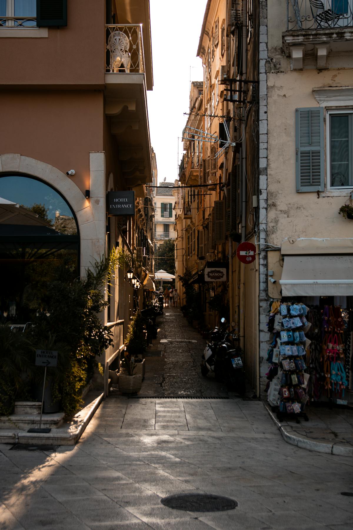 Atmospheric sunset in Corfu old town