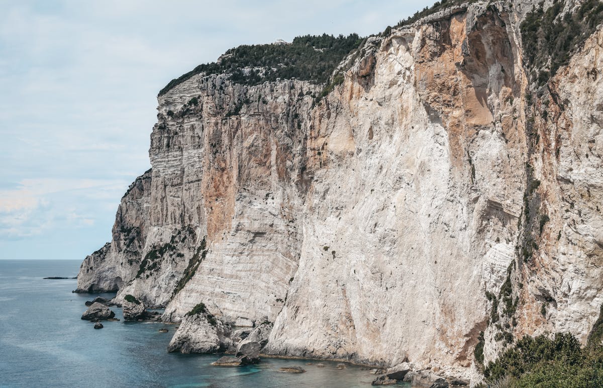 Dramatic coastline cliffs of Paxos island