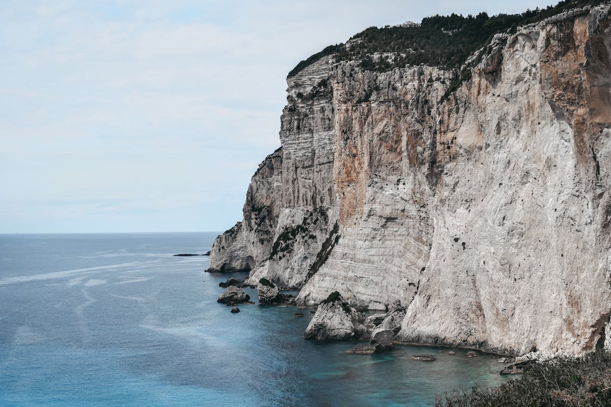 Steep cliffs along the coast of Gaios, Paxos
