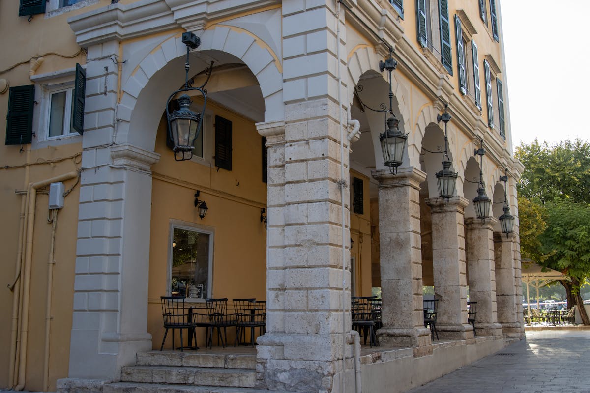 Venetian-style building facade in Corfu
