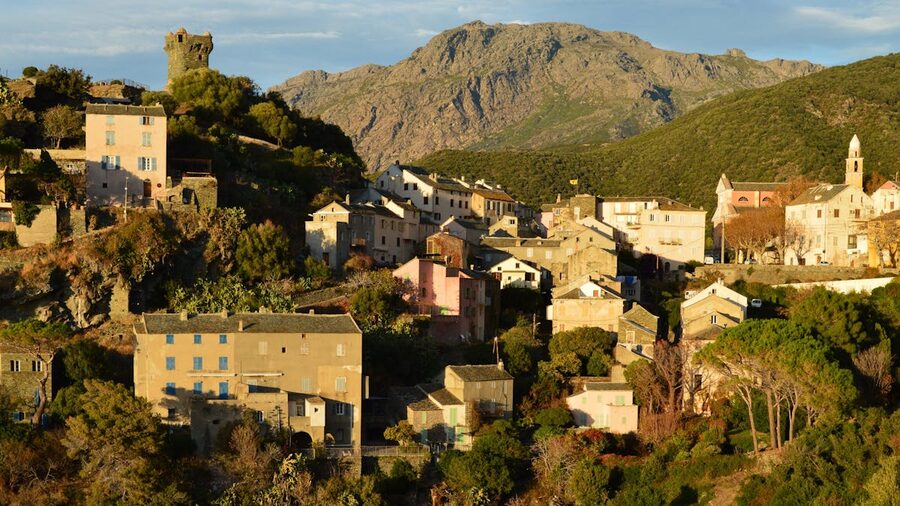 Stone village in Corsican mountains