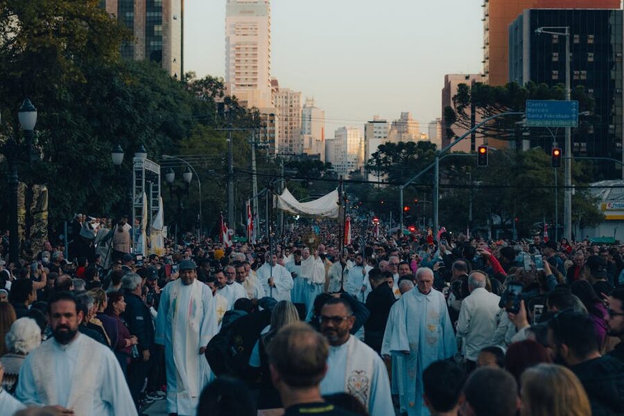 Crowd at religious procession