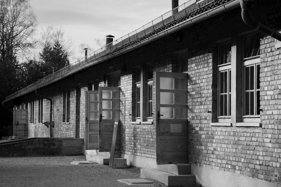 Barracks foundations at Dachau concentration camp memorial
