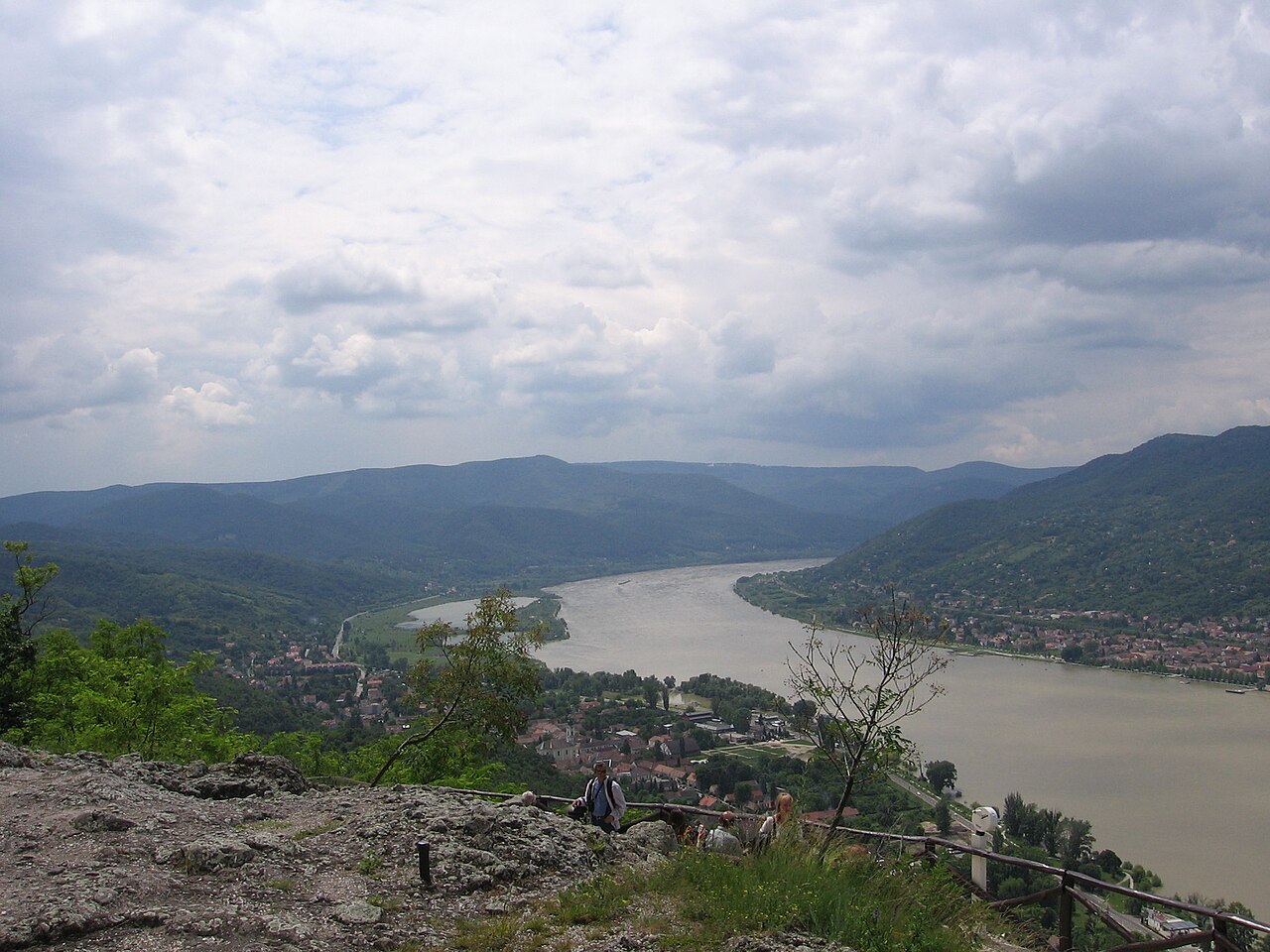 Panoramic aerial view of the Danube Bend in Hungary