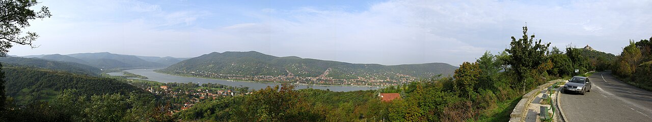 The Danube gorge near Visegrad Hungary with forested hills