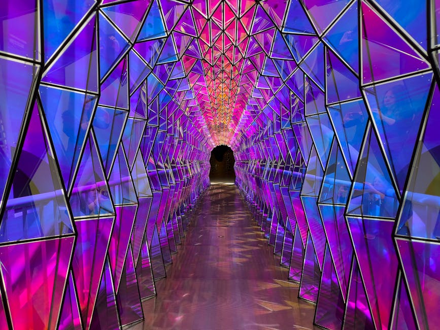 Mesmerizing geometric tunnel illuminated