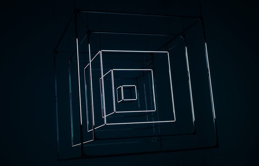Modern art installation geometric neon