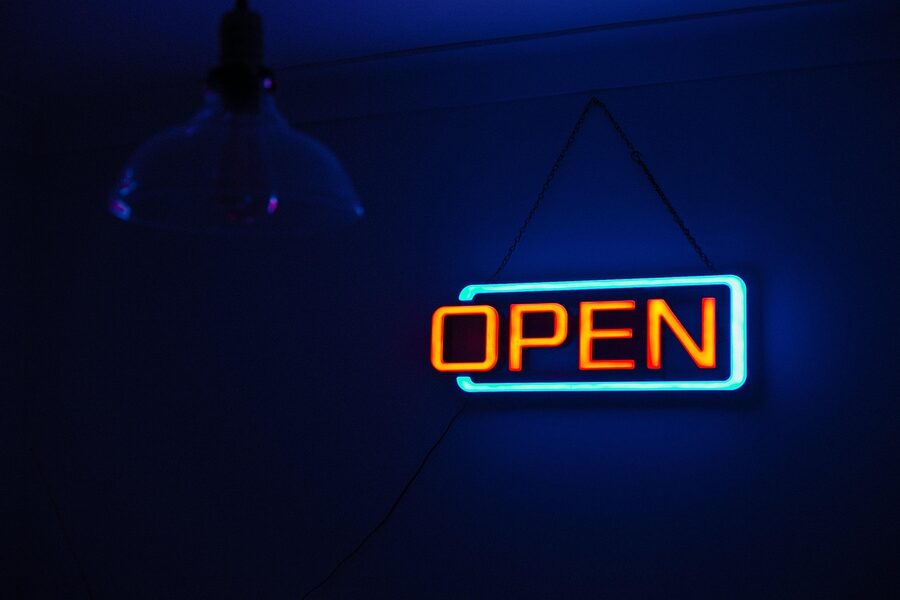Illuminated open sign neon lights