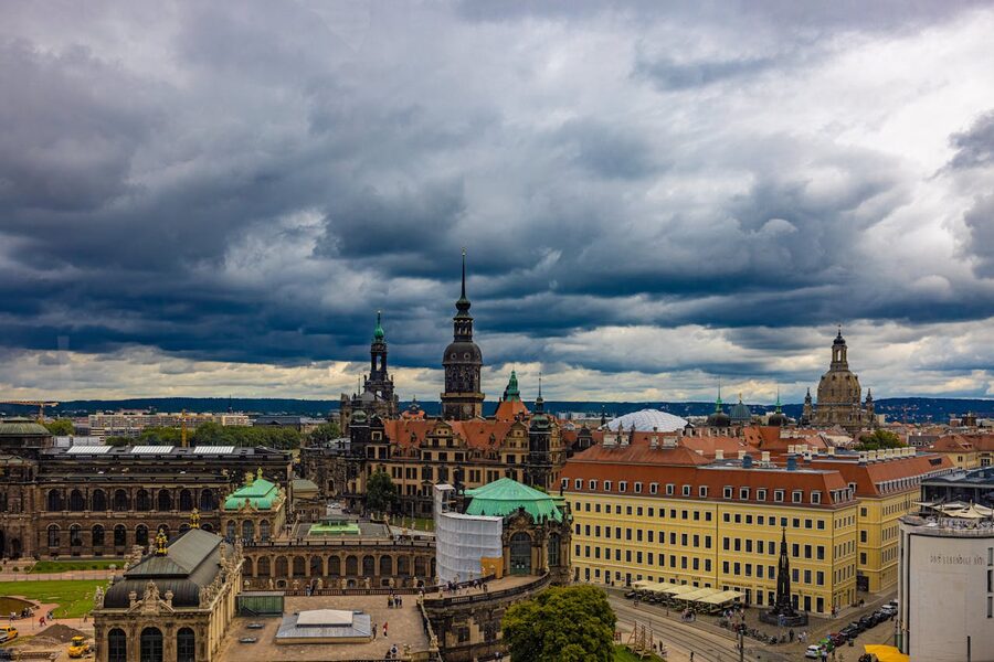 Dresden historic architecture under dramatic skies