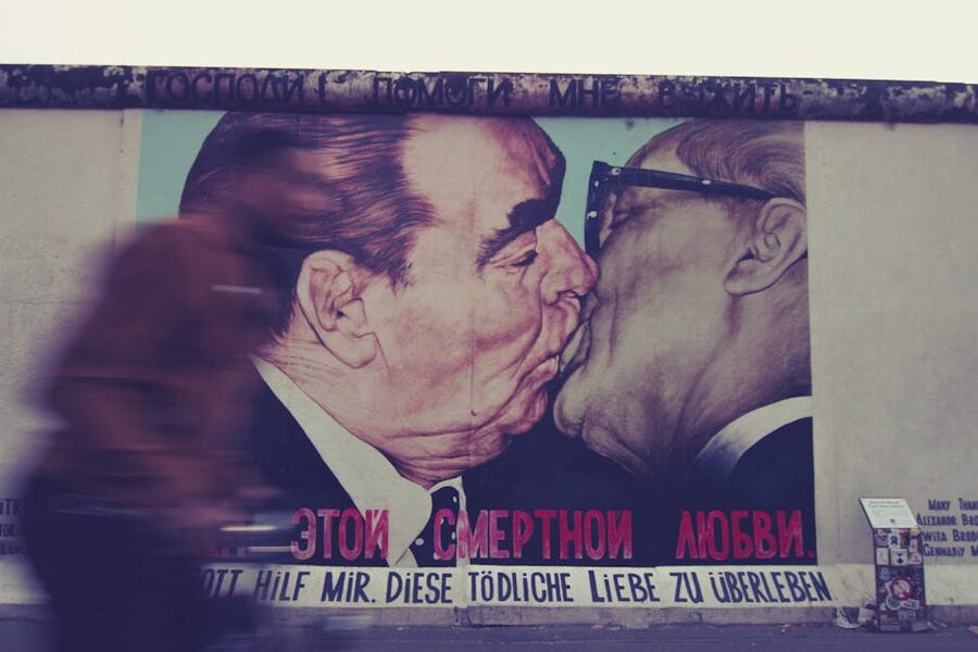 Fraternal Kiss mural at the East Side Gallery Berlin Wall