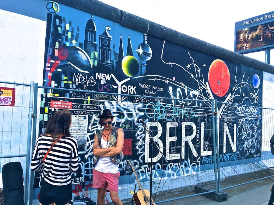 Street art on Berlin Wall at East Side Gallery